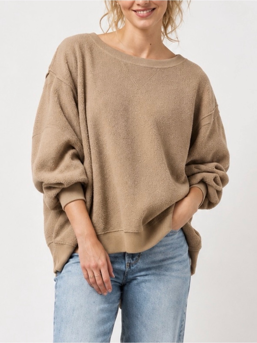 American Eagle Seriously Huggable Fleece Sweatshirt in Brown Size XL oversized